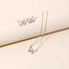 Butterfly Acrylic Rhinestone with Iron Pendant Necklaces & Stud Earrings Sets for Women WGFFCAF-05-2