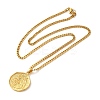 Brass Clear Cubic Zirconia Curb Chain Constellation Pendant Medal Necklaces for Women LS-NJEW-U010-01G-09-2