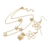 Hollow Flower 304 Stainless Steel Necklace & Dangle Earring & Cuff Ring Sets SJEW-F225-03G-3