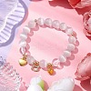 Cat & Bell & Heart Brass Charm Bracelets BJEW-JB10484-01-2