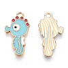 Light Gold Plated Alloy Enamel Pendants X-ENAM-T009-77B-RS-1