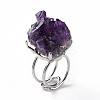 Natural Amethyst Nuggets Cuff Ring RJEW-G271-01P-02-2