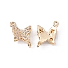 Brass Micro Pave Clear Cubic Zirconia Connector Charms ZIRC-P100-06G-1