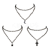 3 Set 3 Style Moon & Cross & Star Pendant Necklaces Set NJEW-FI0001-14-1