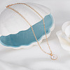1Pc Zinc Alloy White Enamel Round with Letter Pendant Necklaces NJEW-LP0002-88G-A-3