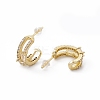 Clear Cubic Zirconia C-Shape Stud Earrings EJEW-I270-05G-2