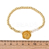 Brass Round Beads Charm Bracelets for Women BJEW-A041-01G-5