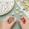 80Pcs 4 Styles Snowman Theme Printed Wood European Beads WOOD-PH0003-04A-3