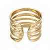 304 Stainless Steel Multi-string Open Cuff Ring RJEW-T023-30G-2
