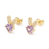 Brass Micro Pave Cubic Zirconia Stud Earring EJEW-C021-06G-2