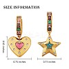 Colorful Cubic Zirconia Star and Heart Dangle Hoop Earrings JE922A-2