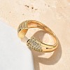 Brass Micro Pave Clear Cubic Zirconia Cuff Finger Rings for Women RJEW-B112-06G-3