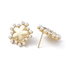 Long-Lasting Plated Brass Stud Earrings with Plastic Pearl for Women EJEW-A088-01G-2