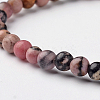 Natural Rhodonite Round Bead Stretch Bracelets X-BJEW-L594-B06-2