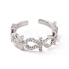 Clear Cubic Zirconia Hollow Out Open Cuff Ring RJEW-G283-13P-2