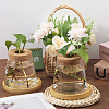 Glass Planter Vase with Wooden Lid and Bamboo Stand AJEW-WH0554-97-5