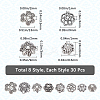 240Pcs 8 Styles Tibetan Style Alloy Flower Beads Caps FIND-SP0001-66-2