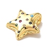 Rack Plating Brass Micro Pave Clear Cubic Zirconia Charm KK-U027-18G-2