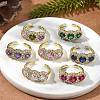 Brass Micro Pave Cubic Zirconia Cuff Rings RJEW-H256-01G-1