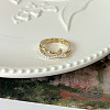 Brass & White Imitation Pearl Open Cuff Rings for Women FS-WGC2A84-02-1