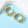 Clear Cubic Zirconia Leaf Hoop Earrings LS-EJEW-B013-01-5