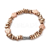 Electroplated Non-magnetic Hematite Chips Stretch Bracelets for Men Women BJEW-G728-04-2
