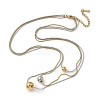 304 Stainless Steel Round Bead Snake Chain 3 Layer Necklaces for Women NJEW-G173-02B-GP-2