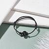 Natural Black Agate(Dyed & Heated) Disc Beaded Cord Bracelet BJEW-JB07686-03-2