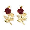 Brass Micro Pave Clear Cubic Zirconia with Resin Pendants KK-G533-01G-01-1