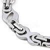 201 Stainless Steel Hollow Oval Byzantine Chain Bracelets BJEW-B078-145P-2