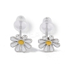 Anti-Tarnish Enamel Daisy Rhodium Plated 999 Fine Silver Stud Earrings for Women EJEW-S215-12P-2