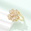 Clover Rotatable Open Cuff Rings for Women RJEW-R007-02G-3