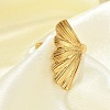 Leaf 304 Stainless Steel Open Cuff Rings for Women LS-RJEW-G338-06G-3