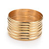 Fashion PVD Vacuum Plating 201 Stainless Steel Bangle Sets BJEW-L664-024C-G-1-7