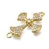 Brass Clear Cubic Zirconia Cross Connector Charms ZIRC-I070-021G-2