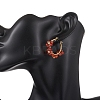 3 Pairs Flower Brass Natural Gemstone Hoop Earrings EJEW-TA00781-5