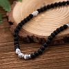 6MM Round Natural Howlite and Frosted Black Stone Beaded Necklaces for Men FQ0489-3-2
