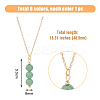 8Pcs 8 Style Natural Mixed Gemstone Round Beaded Pendant Necklaces Set with Iron Cable Chains NJEW-AB00025-2