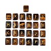 25Pcs Rectangle Natural Tiger Eye Rune Stones with Elder Futhark Alphabet Engraved G-T142-35-2