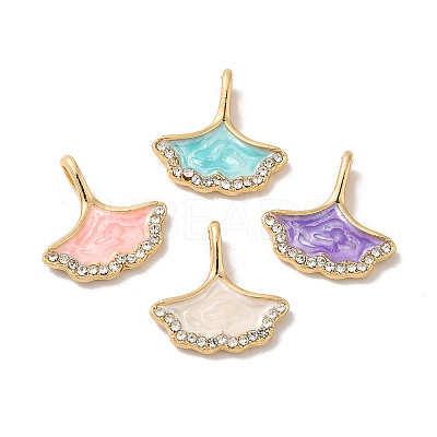 Rack Plating Alloy Rhinestone Pendant ENAM-O050-01G-1