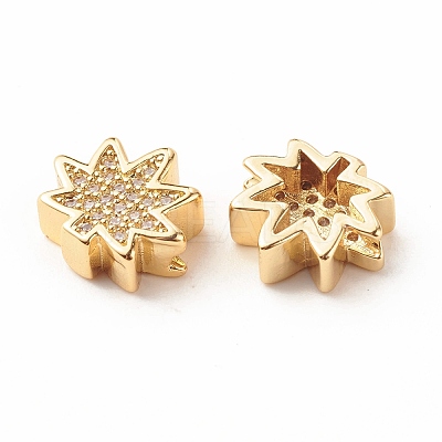 Rack Plating Brass Cubic Zirconia Beads KK-B051-05G-1