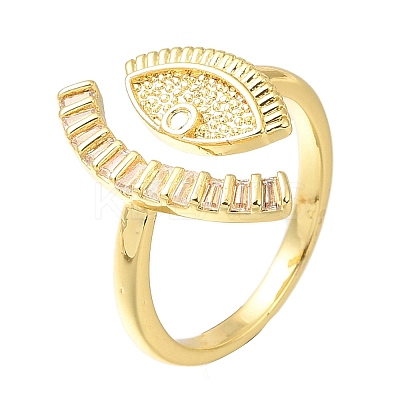 Eye Rack Plating Brass Micro Pave Cubic Zirconia Open Cuff Rings for Women RJEW-M022-23G-1
