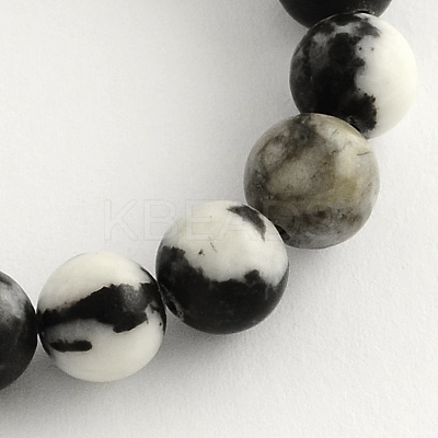 Round Natural Zebra Jasper Beads Strands G-R253-10mm-1