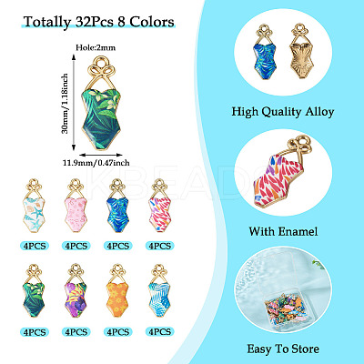 32Pcs 8 Colors Alloy Enamel Pendants ENAM-TA0003-95-1