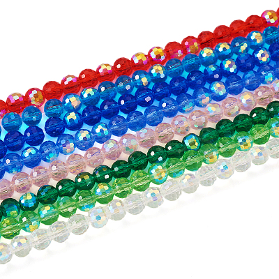 8 Strands 8 Colors Transparent Electroplate Glass Beads Strands EGLA-TA0001-27B-1