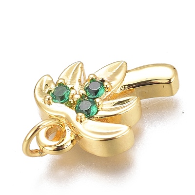 Brass Micro Pave Green Cubic Zirconia Charms X-ZIRC-O035-14G-1