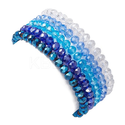 5Pcs Glass & Brass & Acrylic Beaded Stretch Bracelets Set BJEW-JB09677-01-1