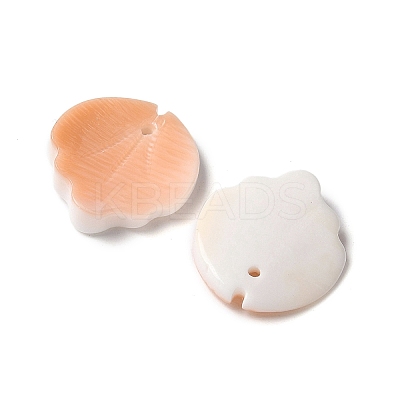 Natural Sea Shell Carved Leaf Charms SSHEL-C013-02D-1