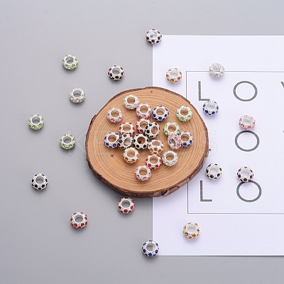 Silver Color Plated Alloy Rhinestone European Beads CPDL-X0001-02-1