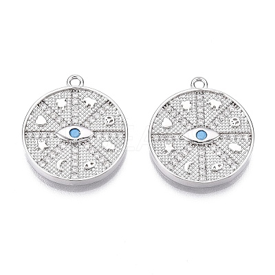 Brass Micro Pave Cubic Zirconia Pendants KK-S356-012P-NF-1
